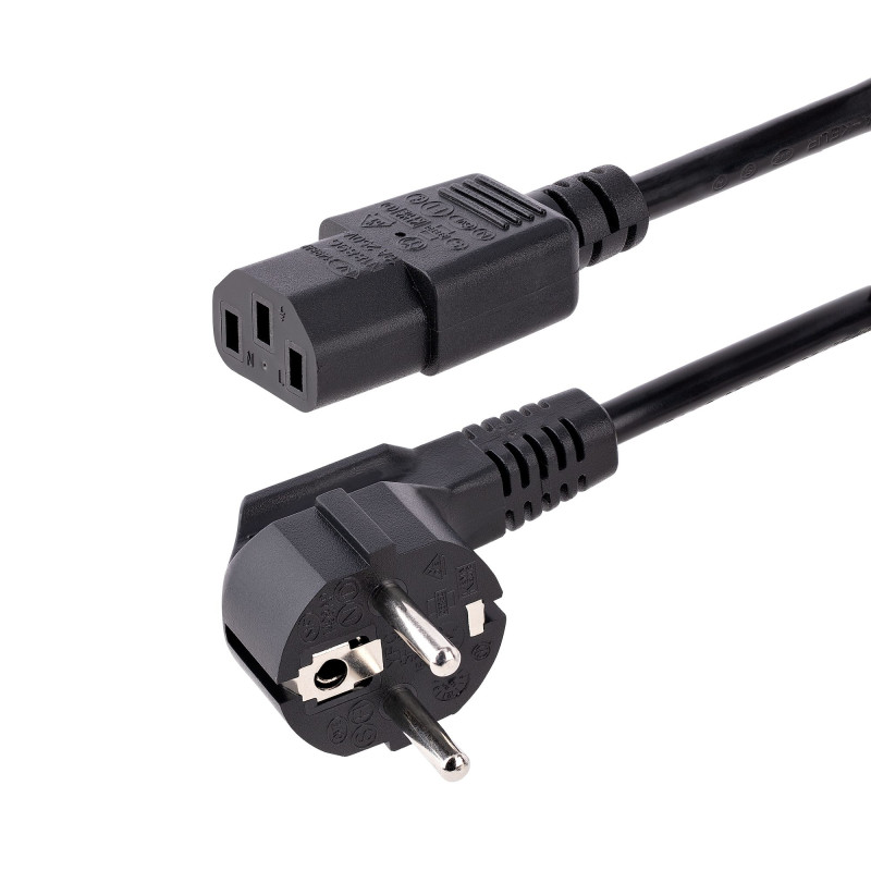 StarTech.com 713E-3M-POWER-CORD Cable de 3m (10 pies) de Alimentación para Ordenador, 18AWG, UE Schuko a C13, 250V 10A, Cable