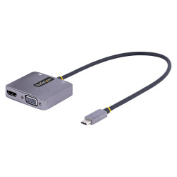 StarTech.com 122-USBC-HDMI-4K-VGA Adaptador de Vídeo USB C, Adaptador Multipuertos USB Tipo C a HDMI VGA con Salida de Audio