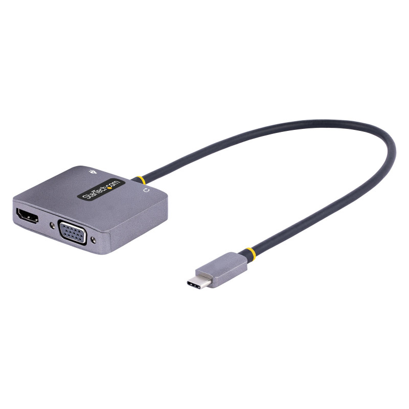 StarTech.com 122-USBC-HDMI-4K-VGA Adaptador de Vídeo USB C, Adaptador Multipuertos USB Tipo C a HDMI VGA con Salida de Audio