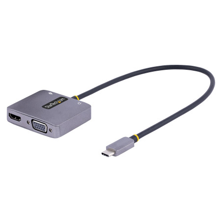StarTech.com 122-USBC-HDMI-4K-VGA Adaptador de Vídeo USB C, Adaptador Multipuertos USB Tipo C a HDMI VGA con Salida de Audio