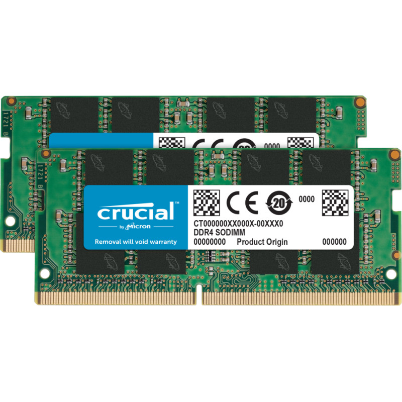Crucial CT2K16G4SFRA32A CT2K16G4SFRA32A, 32 GB, 2 x 16 GB, DDR4, 3200 MHz, 260-pin SO-DIMM