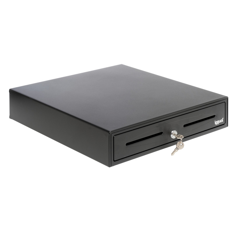 iggual IGG317433 Cajón Portamonedas IRON-70 44,5cm 5+8 negro, Cajón de efectivo automático y manual, Negro, CC, 12 V, 425