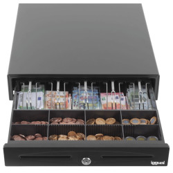 iggual IGG317433 Cajón Portamonedas IRON-70 44,5cm 5+8 negro, Cajón de efectivo automático y manual, Negro, CC, 12 V, 425 2