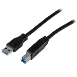 StarTech.com USB3CAB1M Cable Certificado 1m USB 3.0 Super Speed USB B Macho a USB A Macho Adaptador para Impresora - Negro, 1