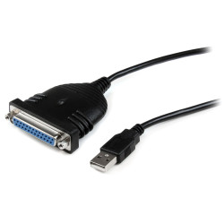 StarTech.com ICUSB1284D25 Cable de 1,8m Adaptador de Impresora Paralelo DB25 a USB A - H/M, Negro, DB-25, USB A, 1,9 m, 100 g,