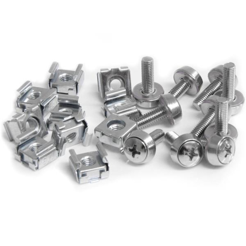 StarTech.com CABSCREWM5 Paquete de 50 Tornillos y Tuercas Enjauladas Cage Nuts M5 para Rack Armario Servidores, Tornillo,