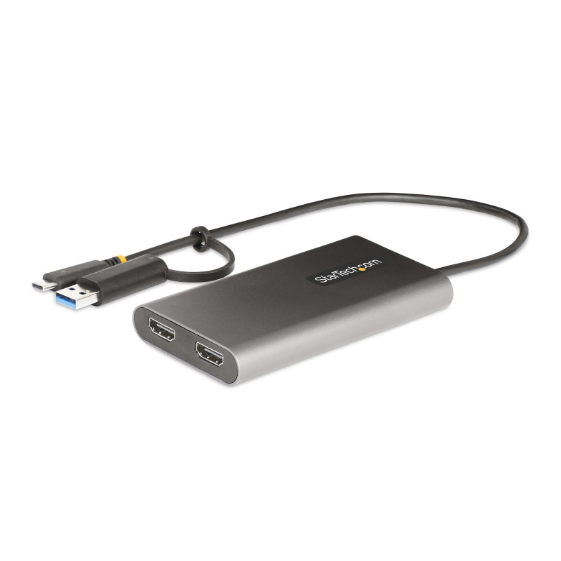 StarTech.com 109B-USBC-HDMI Adaptador USB-C a HDMI Doble - USB Tipo C a 2 Monitores HDMI - 4K 60Hz - Entrega de Alimentación