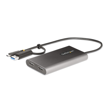 StarTech.com 109B-USBC-HDMI Adaptador USB-C a HDMI Doble - USB Tipo C a 2 Monitores HDMI - 4K 60Hz - Entrega de Alimentación