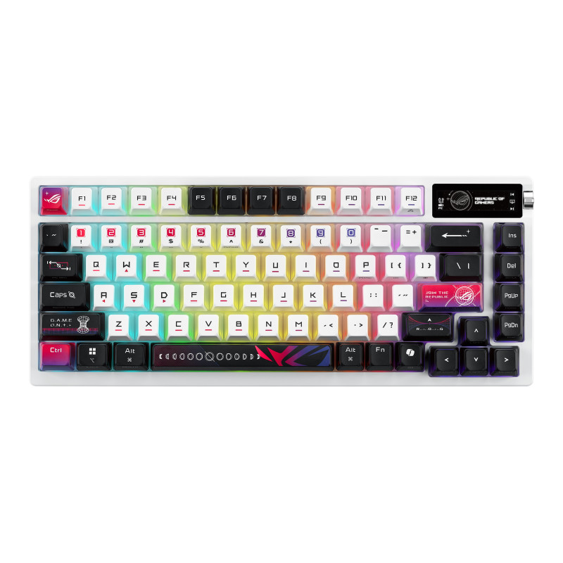 ASUS 90MP044F-BKUA30 ROG Azoth X, 75%, Inalámbrico y alámbrico, USB + RF Wireless + Bluetooth, Interruptor mecánico, LED