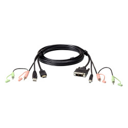 ATEN 2L-7D02DH Cable KVM HDMI a DVI-D USB con audio de 1,8 m, 1,8 m, Negro, HDMI Type A (Standard), DVI-D, Macho, Macho