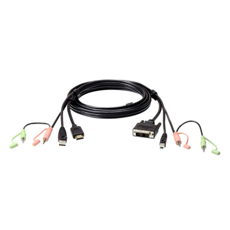 ATEN 2L-7D02DH Cable KVM HDMI a DVI-D USB con audio de 1,8 m, 1,8 m, Negro, HDMI Type A (Standard), DVI-D, Macho, Macho