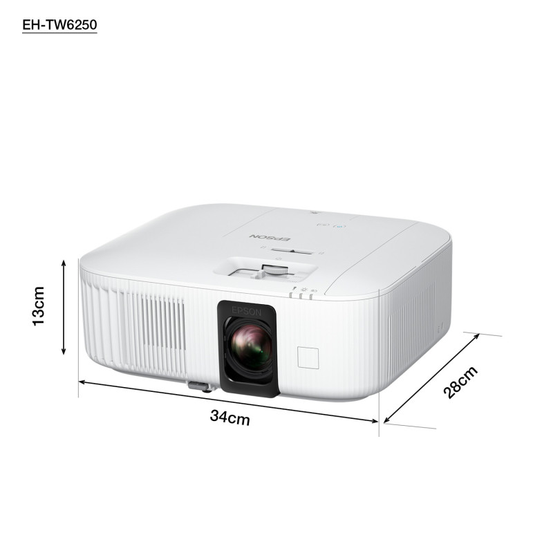 Epson V11HA73040 EH-TW6250, 2800 lúmenes ANSI, 3LCD, 4K+ (5120x3200), 35000:1, 16:9, 1016 - 12700 mm (40 - 500")