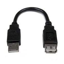 StarTech.com USBEXTAA6IN Cable de 0,15m de Extensión Alargador USB 2.0 - Macho a Hembra USB A - Extensor, 0,152 m, USB A, USB