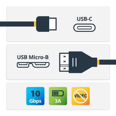 StarTech.com USB31CUB50CM Cable Adaptador de 50cm USB-C a Micro USB-B - USB 3.1 (10Gbps) USB Tipo C, 0,5 m, USB C, Micro-USB B,