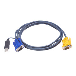 ATEN 2L-5203UP Cable KVM USB con SPHD 3 en 1 y conversor PS/2 a USB integrado de 3 m, 3 m, VGA, Negro, HDB-15 + USB A, SPHD-15,