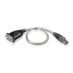ATEN UC232A-AT Adaptador USB a RS-232 (35 cm), Acero inoxidable, Transparente, Negro, 0,35 m, USB tipo A, DB-9, Macho, Macho