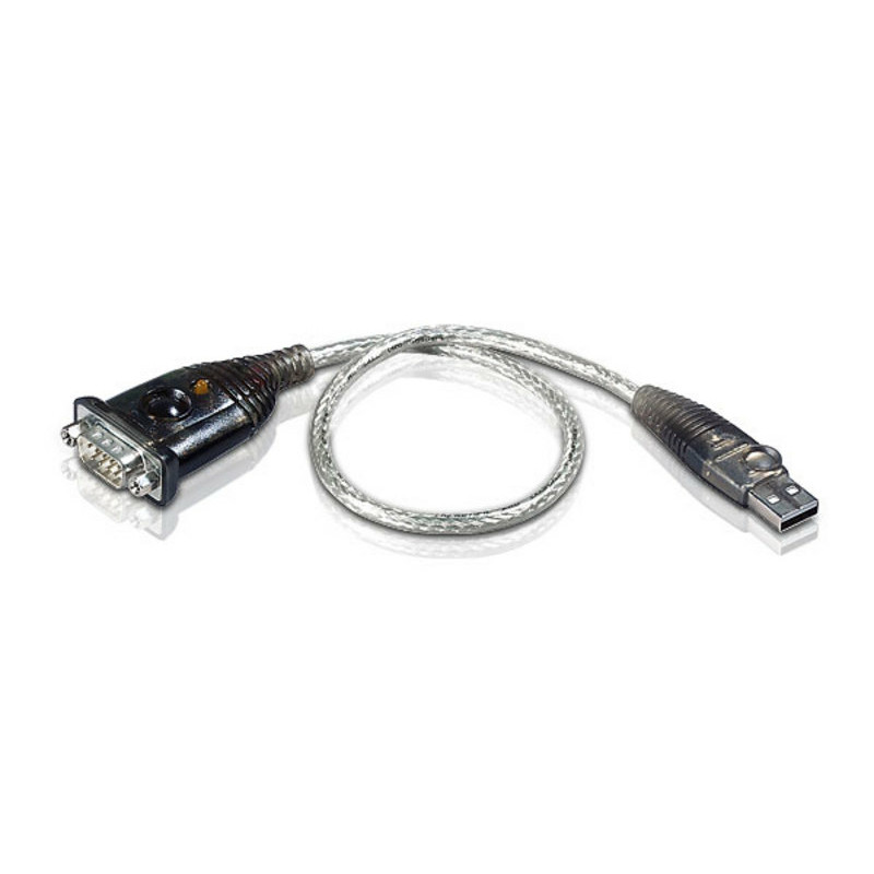 ATEN UC232A-AT Adaptador USB a RS-232 (35 cm), Acero inoxidable, Transparente, Negro, 0,35 m, USB tipo A, DB-9, Macho, Macho