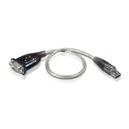 ATEN UC232A-AT Adaptador USB a RS-232 (35 cm), Acero inoxidable, Transparente, Negro, 0,35 m, USB tipo A, DB-9, Macho, Macho