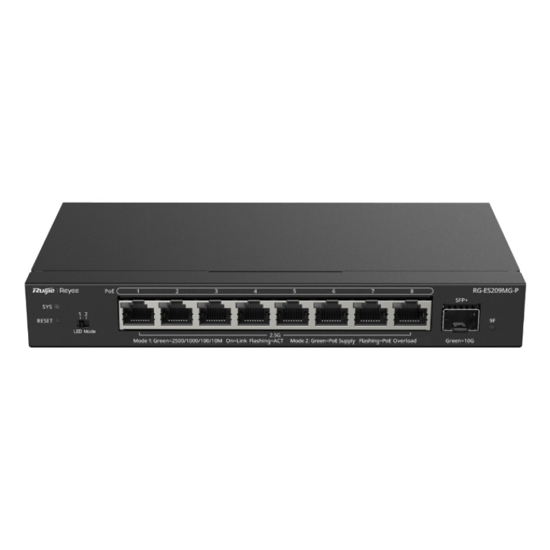 Ruijie Networks RG-ES209MG-P RG-ES209MG-P, Gestionado, L2, 2.5G Ethernet (100/1000/2500), Energía sobre Ethernet (PoE),