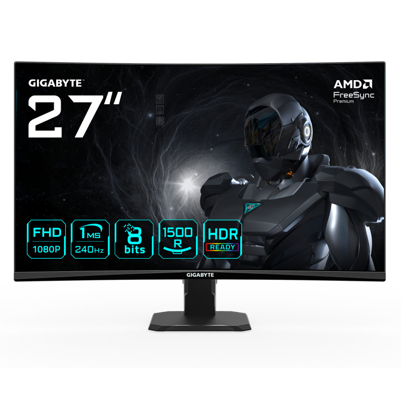 GIGABYTE GS27FC2 EU GS27FC2 Monitor Gaming Curvo 27" FHD - 1920 x 1080, 240Hz, 1ms, 350 cd/m², HDR Ready, HDMI 2.0,