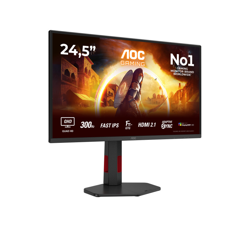 AOC Q25G4SR G4 Q25G4SR, 62,2 cm (24.5"), 2560 x 1440 Pixeles, Quad HD, LED, 1 ms, Negro, Rojo
