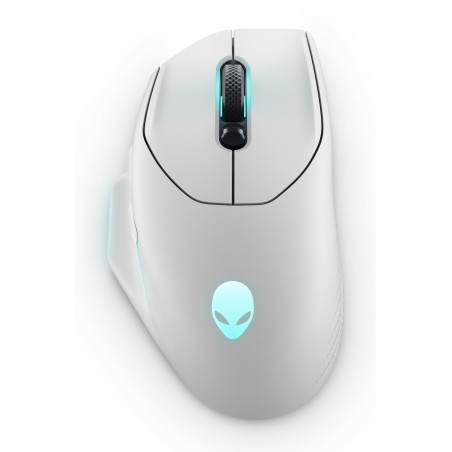 Alienware AW620M-W-DEAM AW620M, mano derecha, Óptico, RF Wireless + USB Type-C, 26000 DPI, Blanco