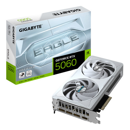GIGABYTE GV-N5060EAGLEOC ICE-8GD GeForce RTX 5060 EAGLE OC ICE 8G Tarjeta Gráfica - 8GB GDDR7, 128bit, PCI-E 5.0, 2550 MHz