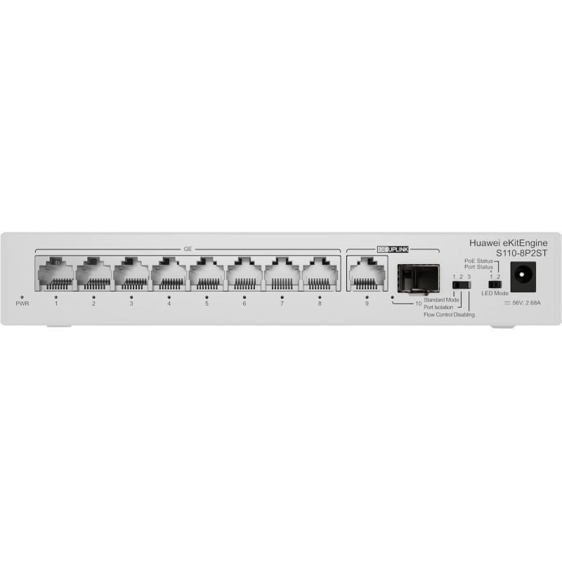 HUAWEI eKit 98012269 S110 Series S110-8P2ST, No administrado, L2, Gigabit Ethernet (10/100/1000), Energía sobre Ethernet