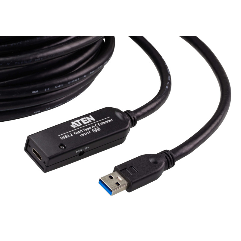 ATEN UE331C-AT-G Cable extensor USB 3.2 de 1.ª generación de 10 m, 10 m, USB A, USB C, USB 3.2 Gen 1 (3.1 Gen 1), 5 Gbit/s,
