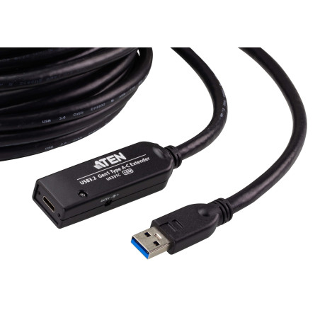 ATEN UE331C-AT-G Cable extensor USB 3.2 de 1.ª generación de 10 m, 10 m, USB A, USB C, USB 3.2 Gen 1 (3.1 Gen 1), 5 Gbit/s,