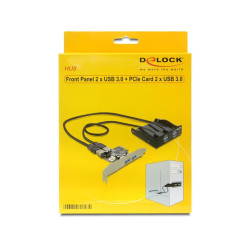 DeLOCK 61893 Front Panel + PCI Express Card, PCIe, USB 3.2 Gen 1 (3.1 Gen 1), Negro, USB, 5000 Mbit/s, 0,6 m 2