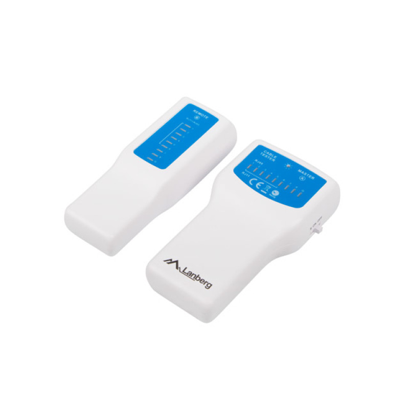 Lanberg NT-0402 NT-0402, Comprobador de alimentación PoE, RJ-11, RJ-45, PoE testing, Azul, Blanco