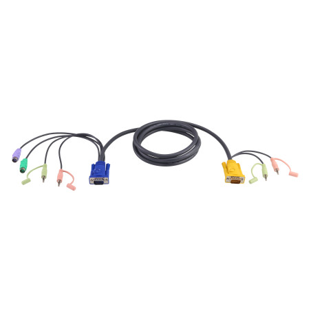 ATEN 2L-5303P Cable KVM PS/2 con audio y SPHD 3 en 1 de 3 m, 3 m, PS/2, PS/2, VGA, Negro, HDB-15, 2 x PS/2, 2 x 3.5mm