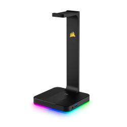 Corsair CA-9011167-EU ST100 RGB Premium, Soporte para auriculares, Aluminio, Negro