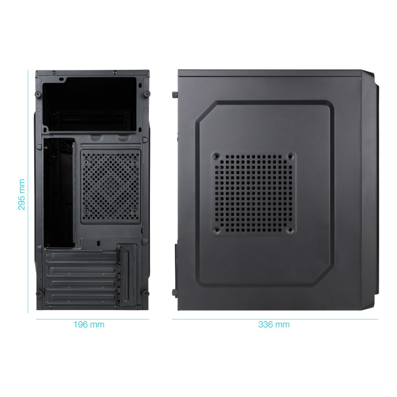 TooQ TQC-4702-SP Caja Minitorre Micro-ATX “DODEKA ULTRA” Negra, Mini Tower, PC, Negro, micro ATX, Mini-ITX, SPCC, 14 cm