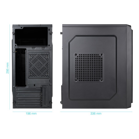 TooQ TQC-4702-SP Caja Minitorre Micro-ATX “DODEKA ULTRA” Negra, Mini Tower, PC, Negro, micro ATX, Mini-ITX, SPCC, 14 cm