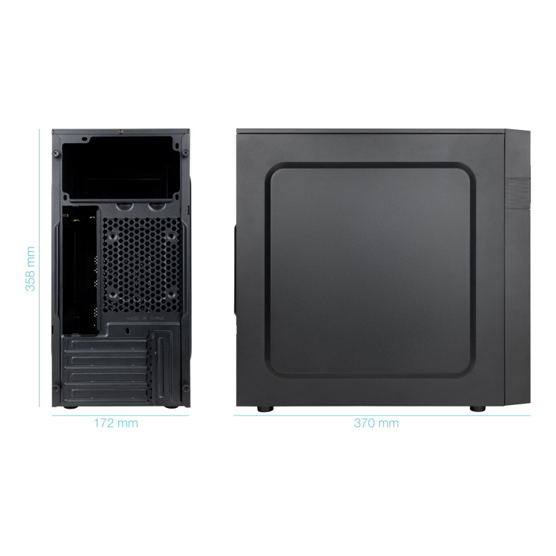 TooQ TQC-4701-SP Caja Minitorre Micro-ATX “ISOBOX ULTRA”, Negra, Mini Tower, PC, Negro, micro ATX, Mini-ITX, SPCC, 14,5 cm