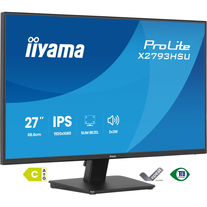 iiyama X2793HSU-B1 ProLite X2793HSU-B1, 68,6 cm (27"), 1920 x 1080 Pixeles, Full HD, LED, 1 ms, Negro