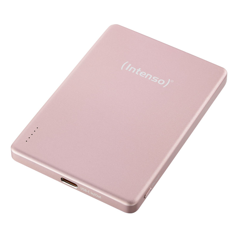 Intenso 7344023 MW5000 Batería Externa Magnética 5000 mAh – Compatible con MagSafe, Carga Inalámbrica 15W, USB-C PD 20W,