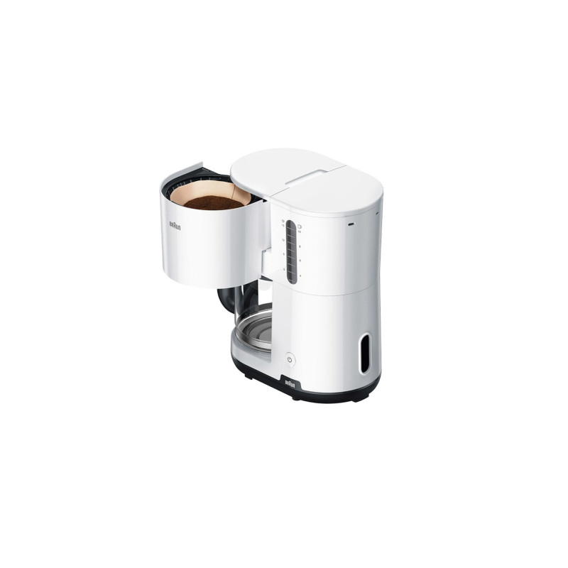 Braun 0X13211053 KF1100, Cafetera de filtro, De café molido, 1000 W, Negro, Blanco