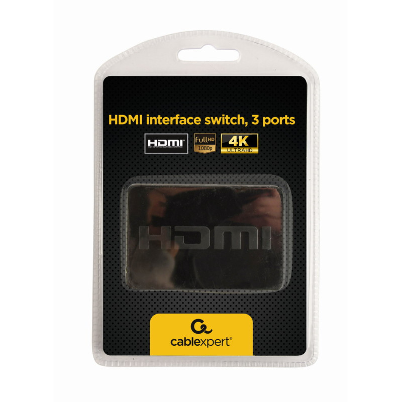 Gembird DSW-HDMI-34 DSW-HDMI-34, HDMI, 1.4a, Negro, 480i, 480p, 576i, 576p, 720p, 1080i, 1080p, 2160p, 2550 MHz, 4096 x 2160