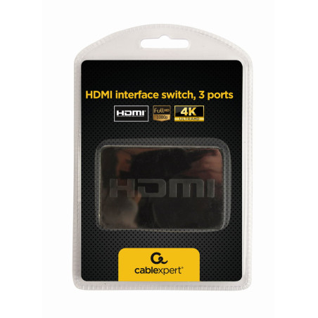 Gembird DSW-HDMI-34 DSW-HDMI-34, HDMI, 1.4a, Negro, 480i, 480p, 576i, 576p, 720p, 1080i, 1080p, 2160p, 2550 MHz, 4096 x 2160