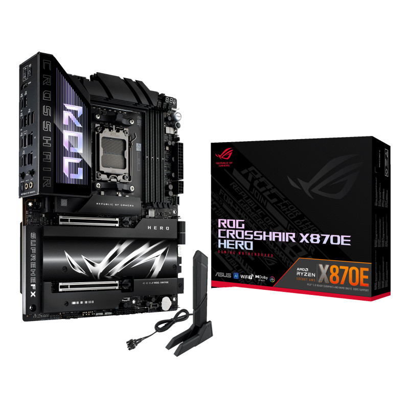 ASUS 90MB1IE0-M0EAY0 ROG CROSSHAIR X870E HERO, AMD, Zócalo AM5, Zócalo AM5, DDR5-SDRAM, 192 GB, DIMM