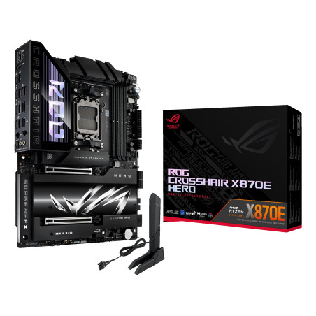 ASUS 90MB1IE0-M0EAY0 ROG CROSSHAIR X870E HERO, AMD, Zócalo AM5, Zócalo AM5, DDR5-SDRAM, 192 GB, DIMM