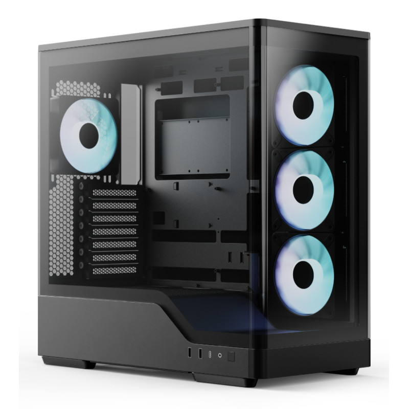 Aerocool ACCM-PN08143.11 P500A-BK, Midi Tower, PC, Negro, ATX, micro ATX, Mini-ITX, SPCC, Vidrio templado, Juego