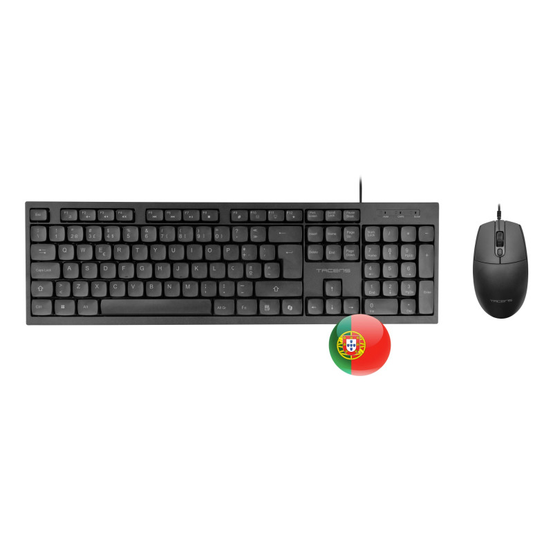 Tacens Anima ACP02PT ACP02PT, Alámbrico, USB, Interruptor de membrana, QWERTY, Negro, Ratón incluido