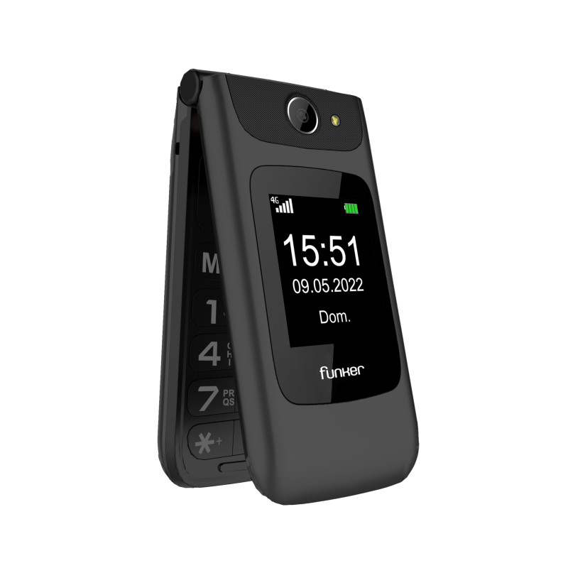 Funker FUNC200B C200 COMFORT 4G, Concha, SIM única, 6,1 cm (2.4"), Bluetooth, 1000 mAh, Negro