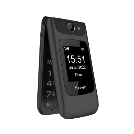 Funker FUNC200B C200 COMFORT 4G, Concha, SIM única, 6,1 cm (2.4"), Bluetooth, 1000 mAh, Negro