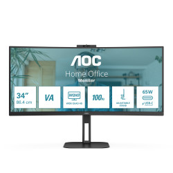 AOC CU34V5CW/BK V5 CU34V5CW, 86,4 cm (34"), 3440 x 1440 Pixeles, Wide Quad HD, LED, 4 ms, Negro