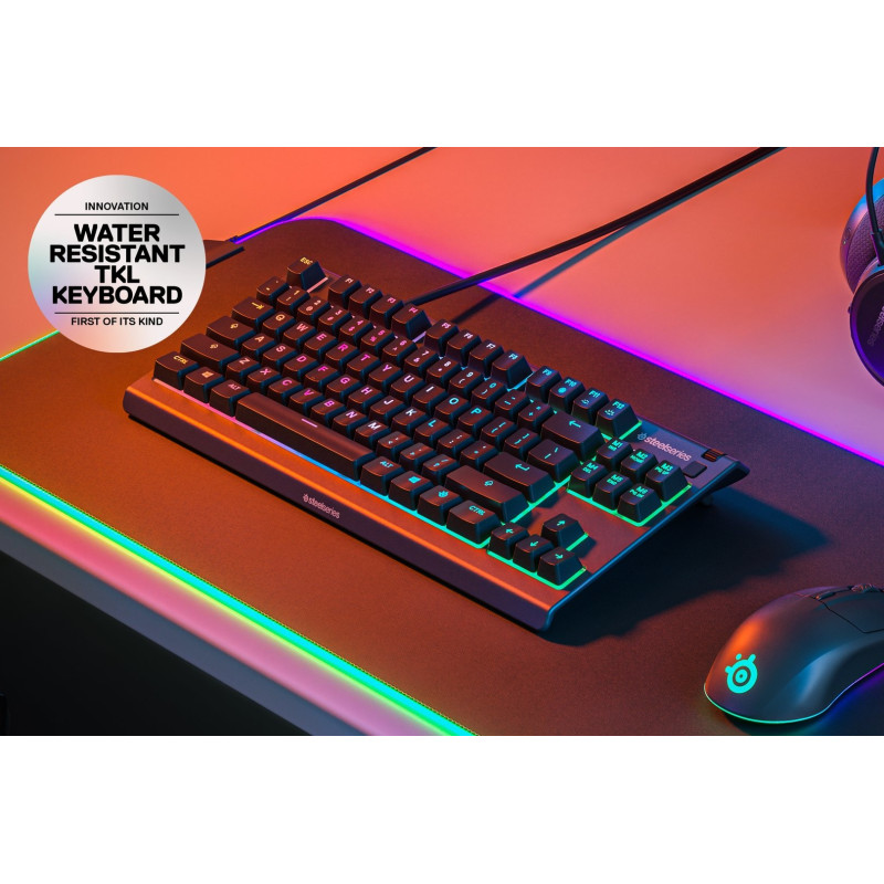 Steelseries 64831 APEX 3 TKL, Mini, Alámbrico, USB, QWERTY, LED RGB, Negro